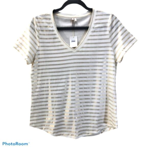 Banana Republic Striped V-Neck Tee - Picture 1 of 5